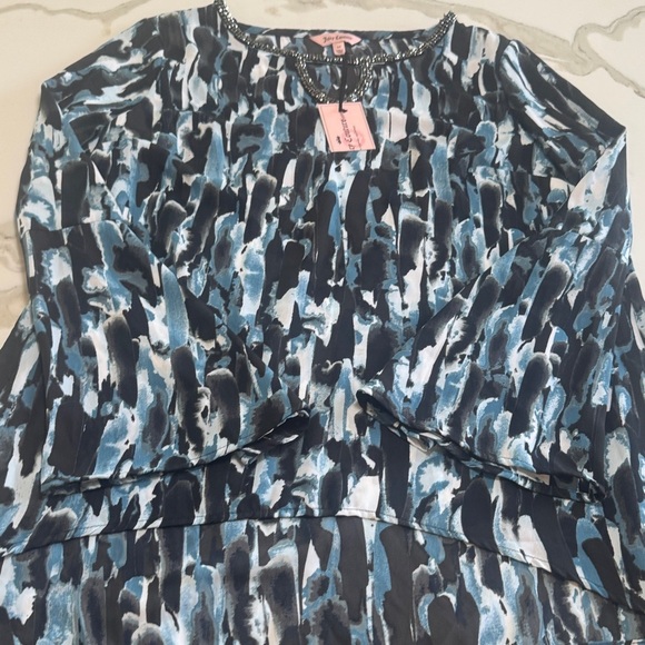 Juicy Couture Black and Blue Patterned Blouse - Picture 2 of 3